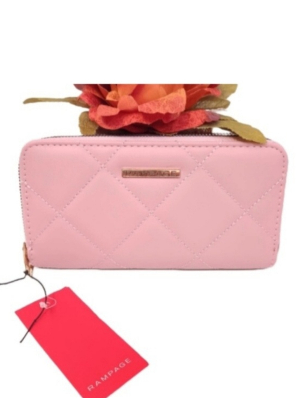 NWT Rampage Long Pink Wallet | Double Zip Around | Quilted Stitch